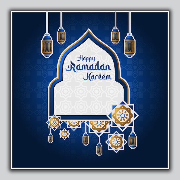 Islamic greetings ramadan kareem card design template post