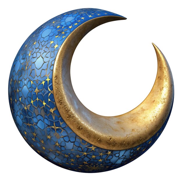 Islamic moon 3D render isolated illustration