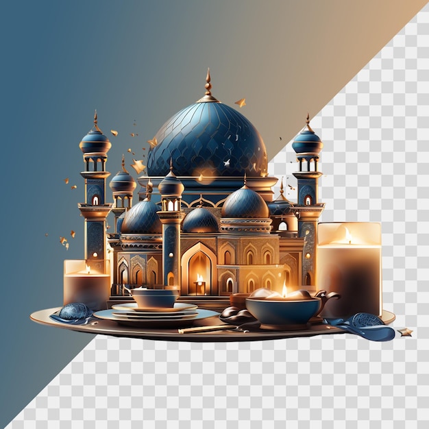 islamic mosque isolated on transparent background