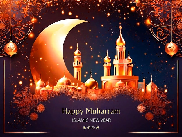 Islamic Muslim Happy Muharram Background Design