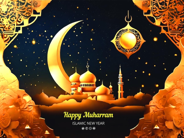 Islamic Muslim Happy Muharram Background Design