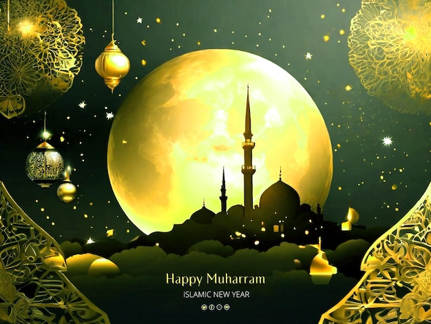 Islamic Muslim Happy Muharram Background Design