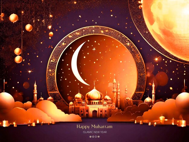 Islamic Muslim Happy Muharram Background Design