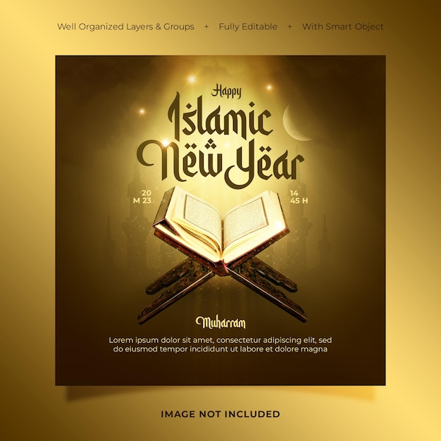 Islamic New Year Greetings Social Media Post Template