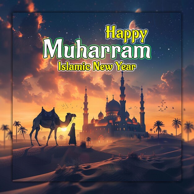 Islamic New Year Happy Muharram celebration for social media design