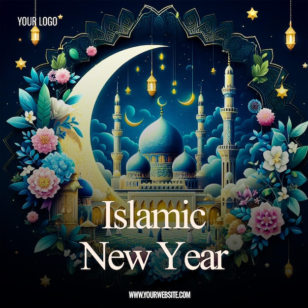 Islamic New Year Vintage Gradient Background social media template