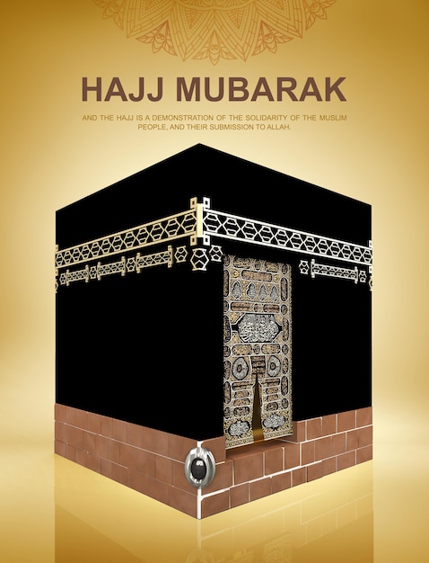 islamic pilgrimage to mecca  eid adha mubarak realistic islamic kaaba mosque