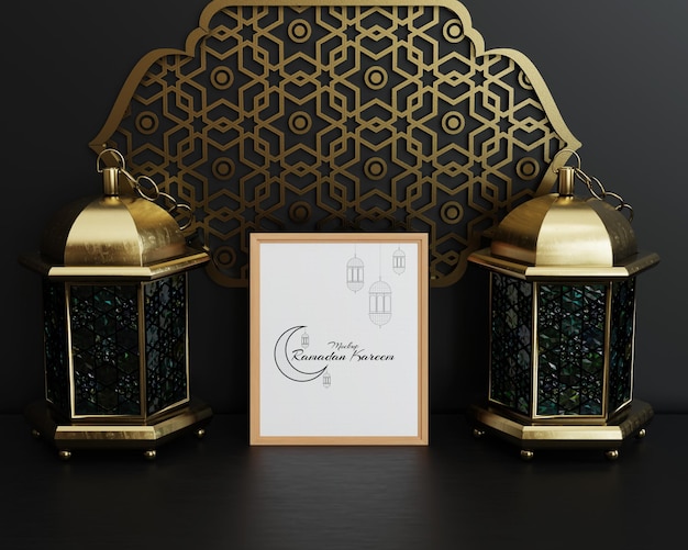 Islamic Ramadan frame setup mockup