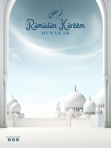 Islamic ramadan greeting card design with islamic background composition