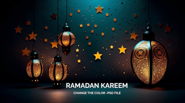 Islamic Ramadan greeting eye catching backgroud in PSD