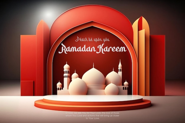 islamic ramadan kareem and eid podium stage display mockup product presentation , 3d rendering