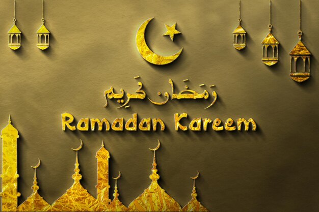 Islamic ramadan kareem greeting background with 3d lantern and Islamic Ramadan ornaments