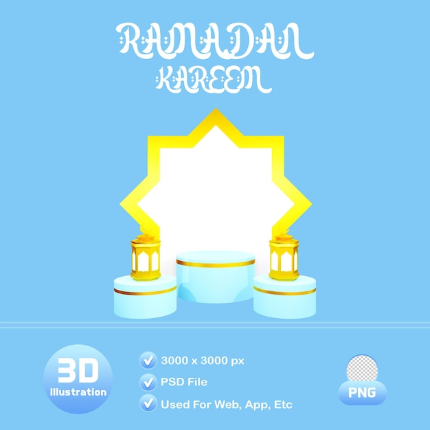 Islamic Ramadan Podium 3D Illustration With Transparent Background