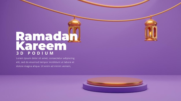 Islamic ramadan podium 3d rendering