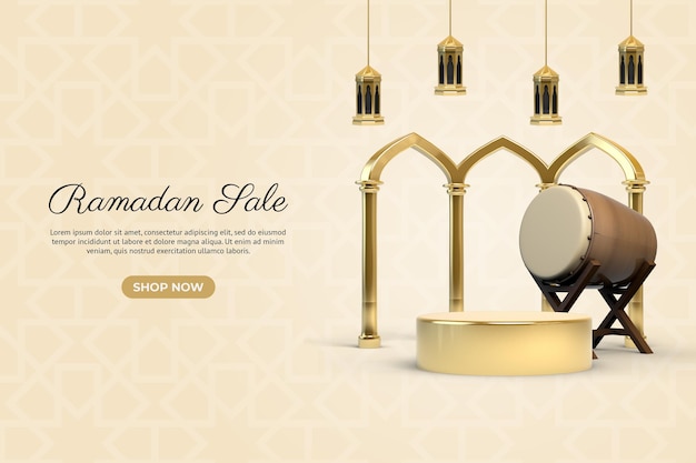 Islamic Ramadhan Golden Product Podium Backgound