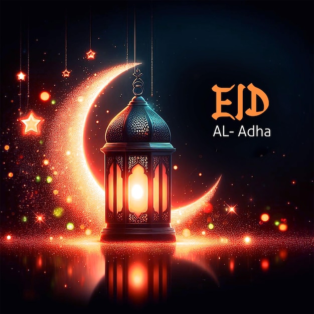 Islamic religious festival Eid Al Adha mubarak lanterns background template