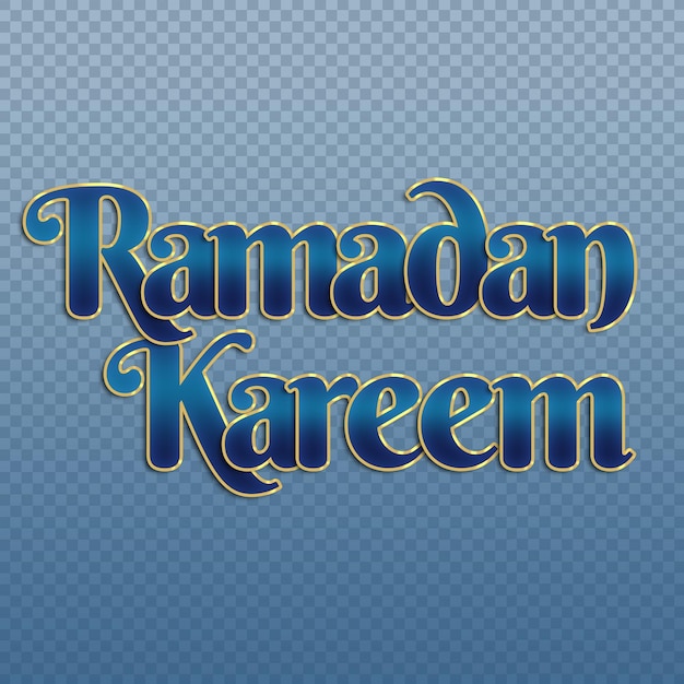 Islamic text blue gold, Ramadan kareem text on a transparent background