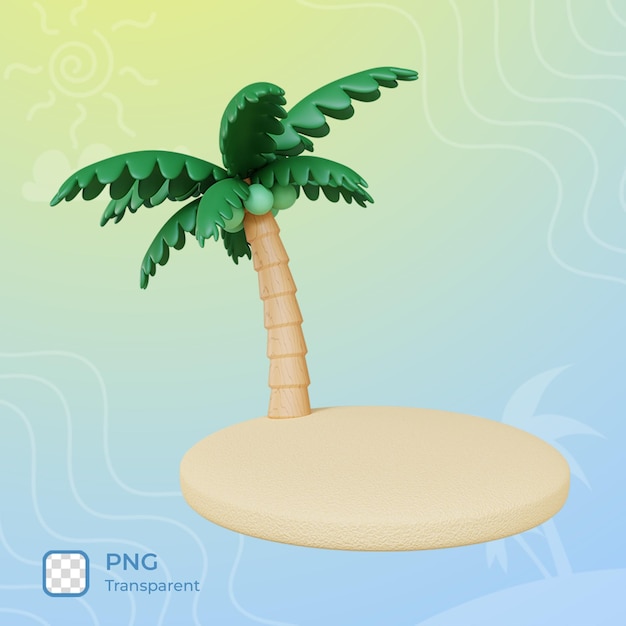 Island 3d illustration render icon summer theme object