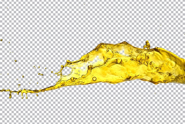 Isolate splashes of golden water Splashes of beer on a transparent background