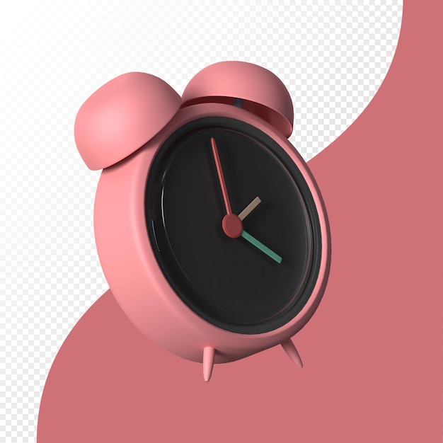 Isolated 3d alarm clock in pastel color