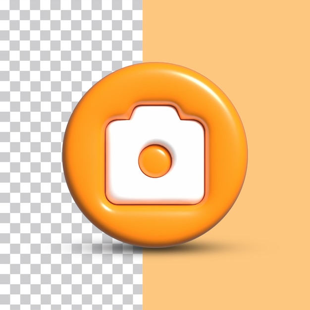 isolated 3d camera web icon on orange concept