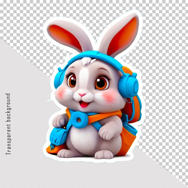 PSD isolated 3d cartoon rabbit a transparent background