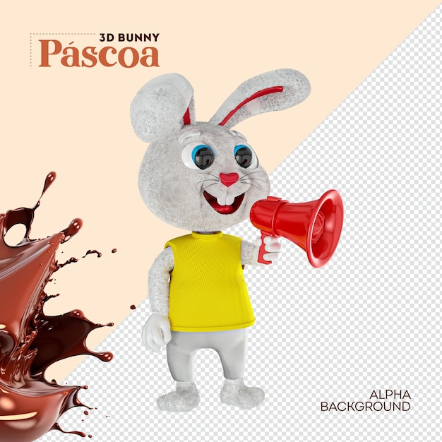 Isolated 3d easter bunny for compositing