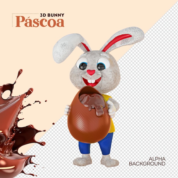 Isolated 3d easter bunny for compositing