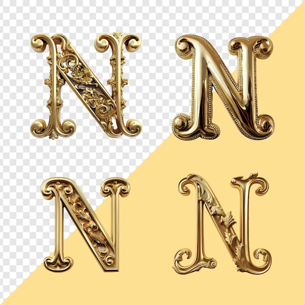 Isolated 3D Golden Letter on transparent background