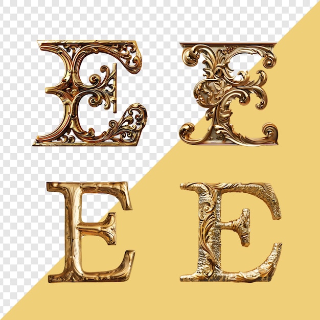 Isolated 3D Golden Letter on transparent background