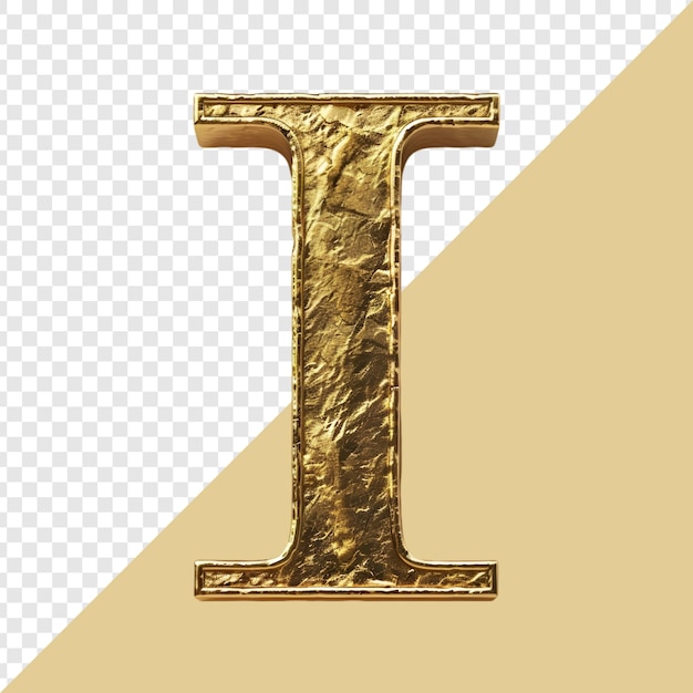 Isolated 3D Golden Letter on transparent background