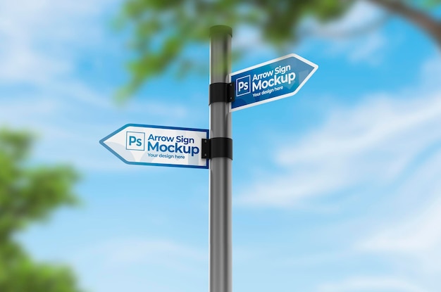 Isolated 3D mockup of street arrow sign for promotions advertising or branding