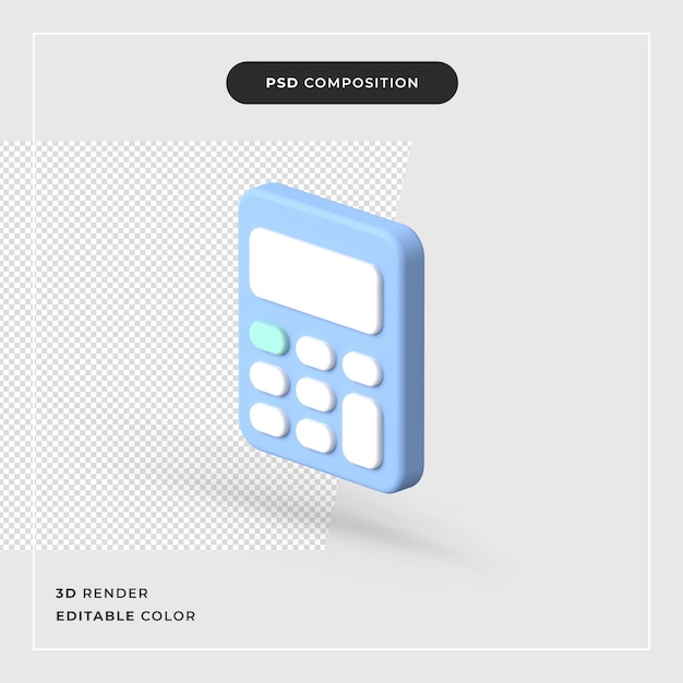 Isolated 3d render of calculator