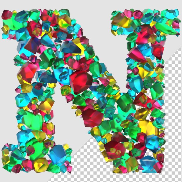 PSD isolated 3d render diamond letter n