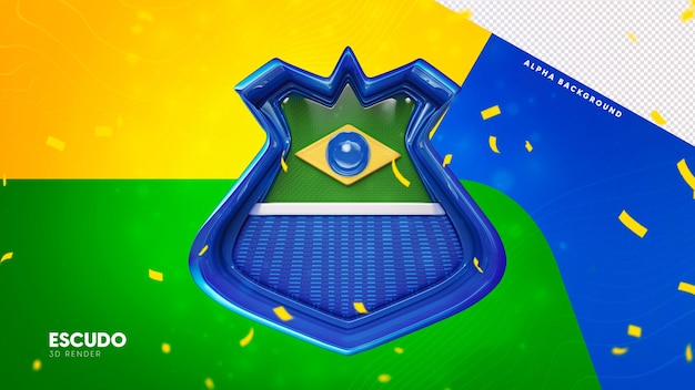 PSD isolated 3d stamp for brazil twisted world cup promotion