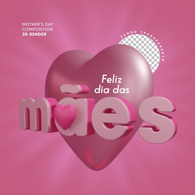 Isolated 3d stamp in portuguese for mother's day