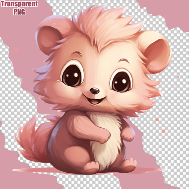 PSD isolated adorable baby animals watercolor transparent background