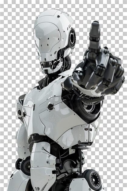 PSD isolated ai android robot pointing hand at front