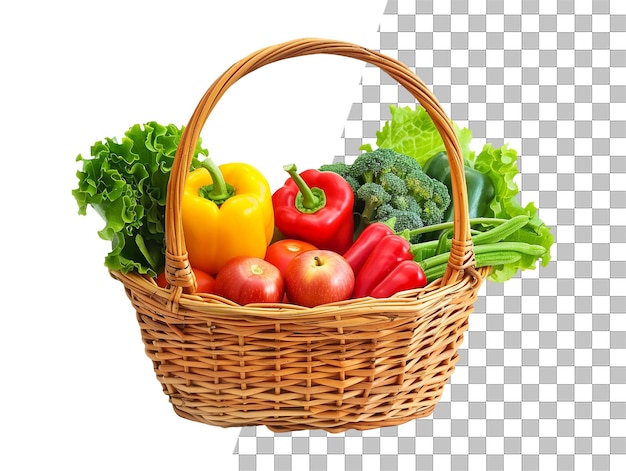 Isolated a basket of vegetables