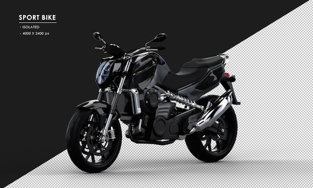 Isolated Black Sport Bike From Left Front View