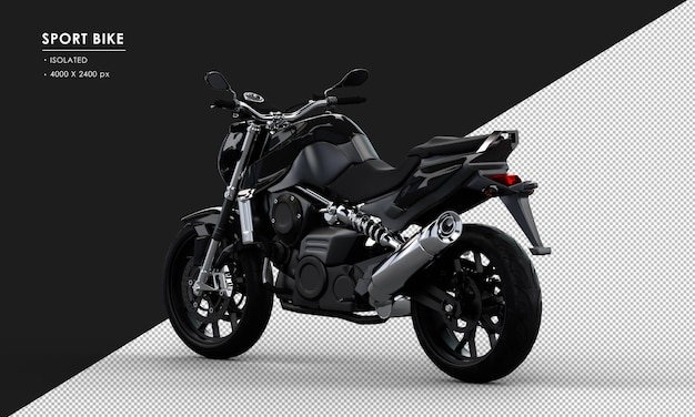 Isolated Black Sport Bike From Left Rear View