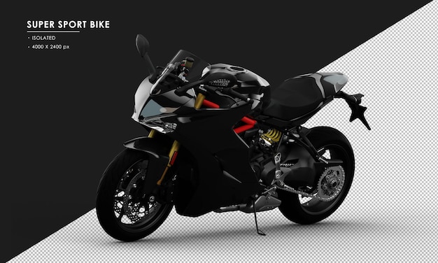 Isolated Black Super Sport Bike from Left Front View