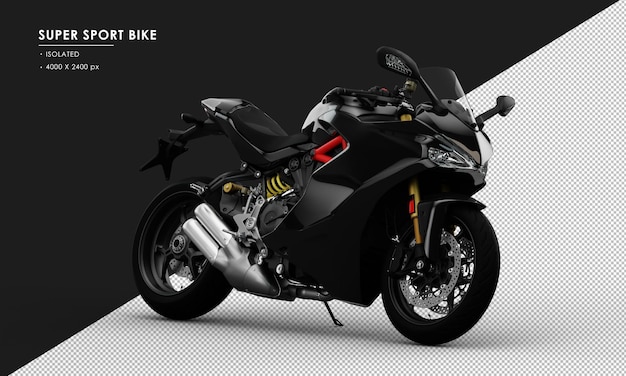 Isolated Black Super Sport Bike from Right Front View