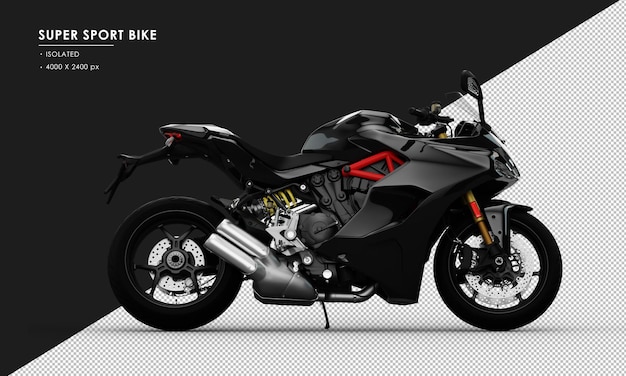 Isolated Black Super Sport Bike from Right Side View