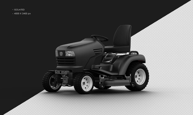 Isolated Black Titanium Metal Matte Modern Lawn Mower from Left Front View