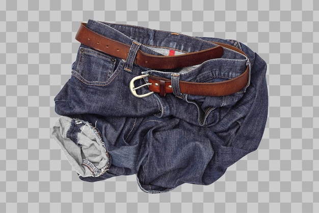 Isolated blue jeans pile