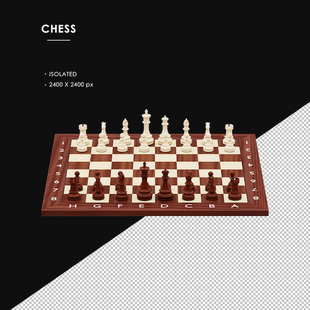 Isolated Brown and White Chess Set from Top Front Angle