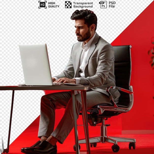 isolated businessman in the office working and looking concentrated png