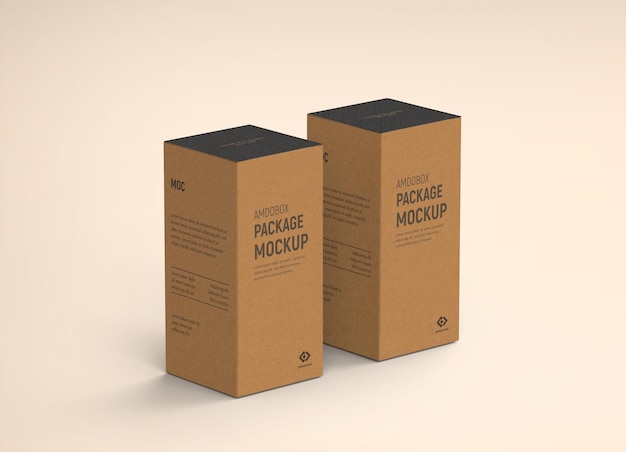 Isolated Cardboard Long rectangle box packaging mockup