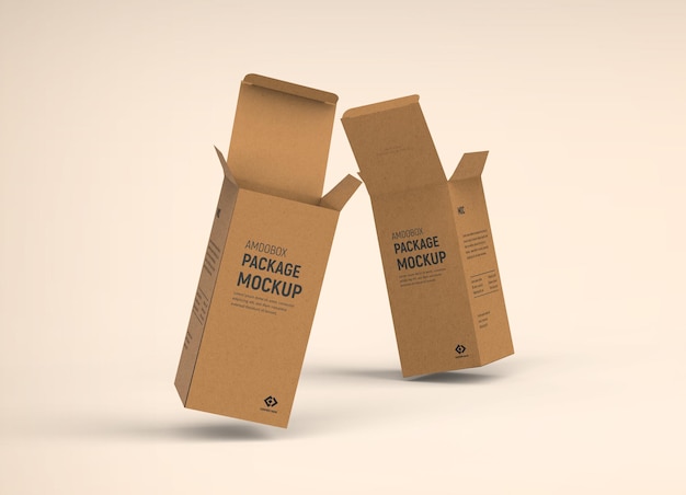 Isolated Cardboard Long rectangle box packaging mockup